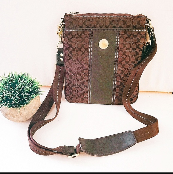 Coach Handbags - COACH signature CC leather stripe crossbody EUC